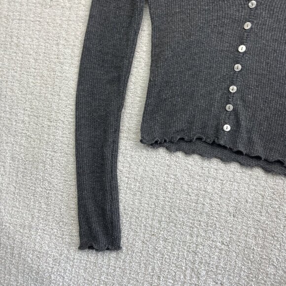 Out From Under Urban Outfitters Gray Ribbed Long Sleeve Henley Top Small - Picture 6 of 11